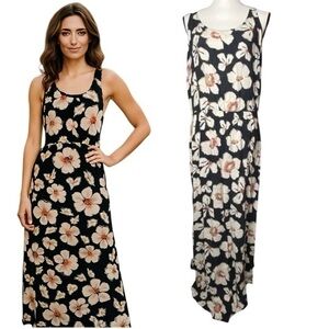 GAP Floral Print Maxi Dress Side Slit Sleeveless Summer Vacation Beach Size XXL